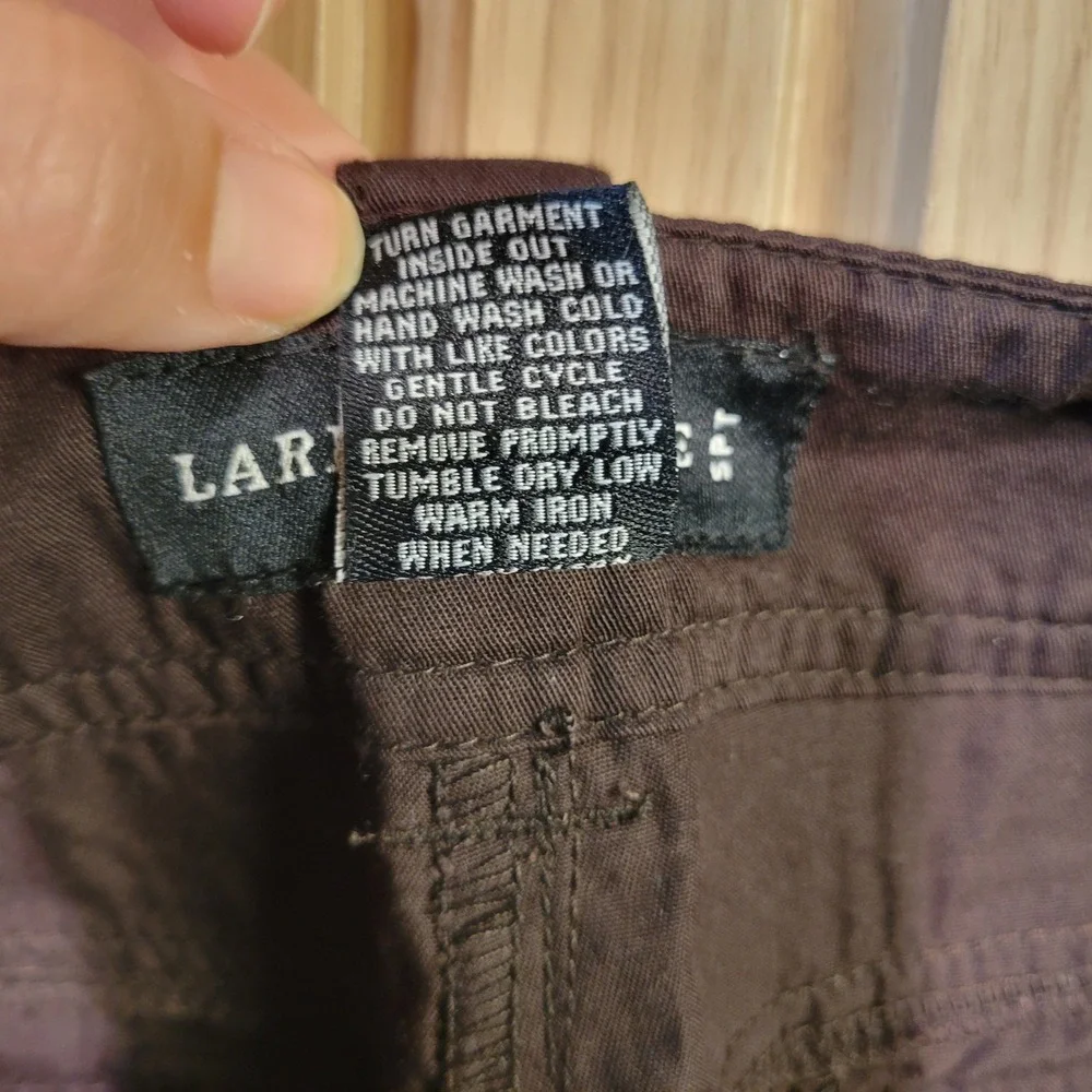 Larry Levine SPT Brown Cotton Utility Cargo Shorts Women Size 8 Drawstring